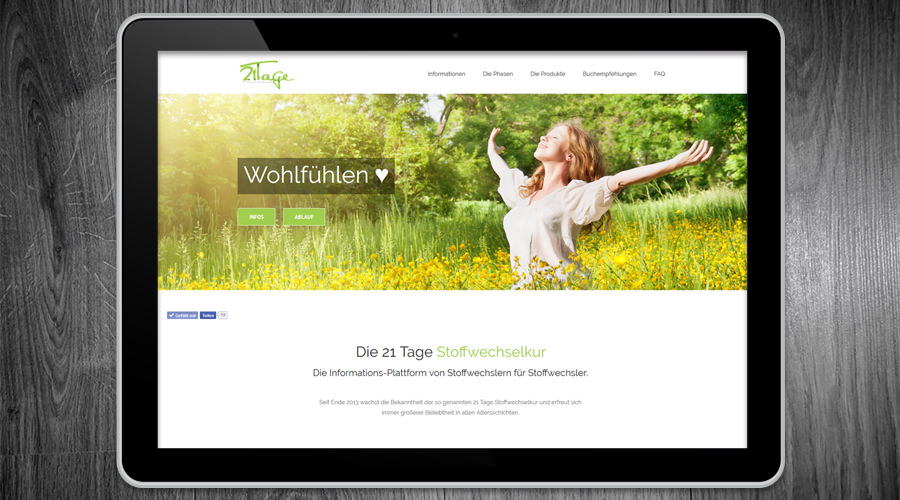 21 Tage Stoffwechselkur Website Online Marketing Projekt